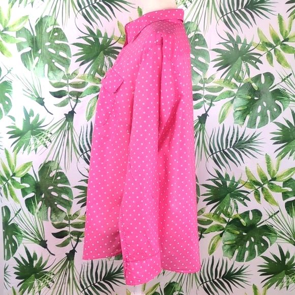 Lauren Ralph Lauren Pink Polka Dot Button Down Top (Size: 1X) - Picture 8 of 12